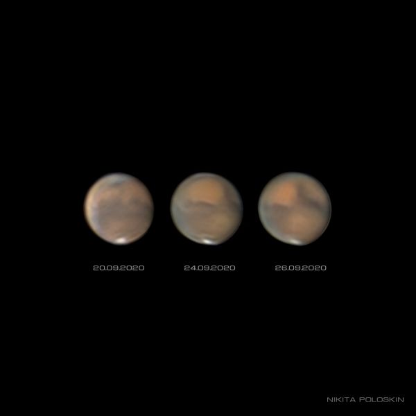 Mars on September 20, 24, and 26 - Astrophotography